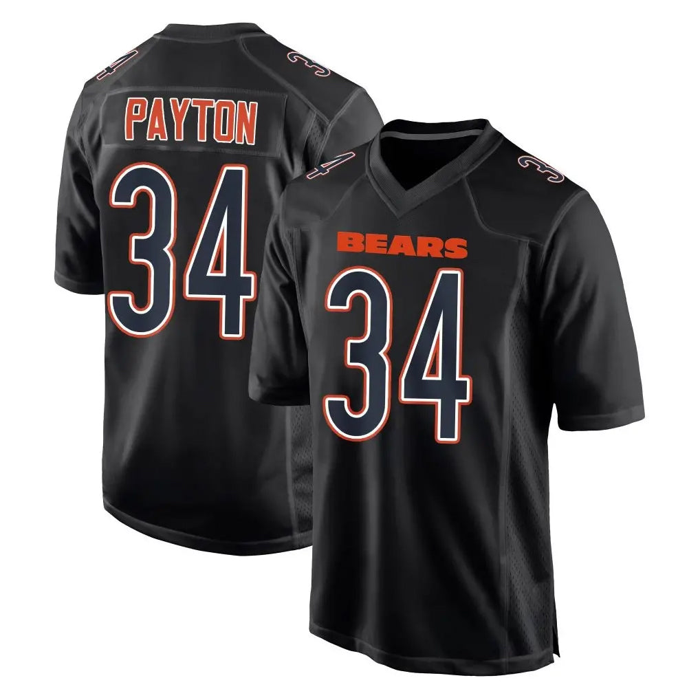 C.Bears #34 Walter Payton Player Carbon Black Fashion Game BALCE Stitched Jerseys