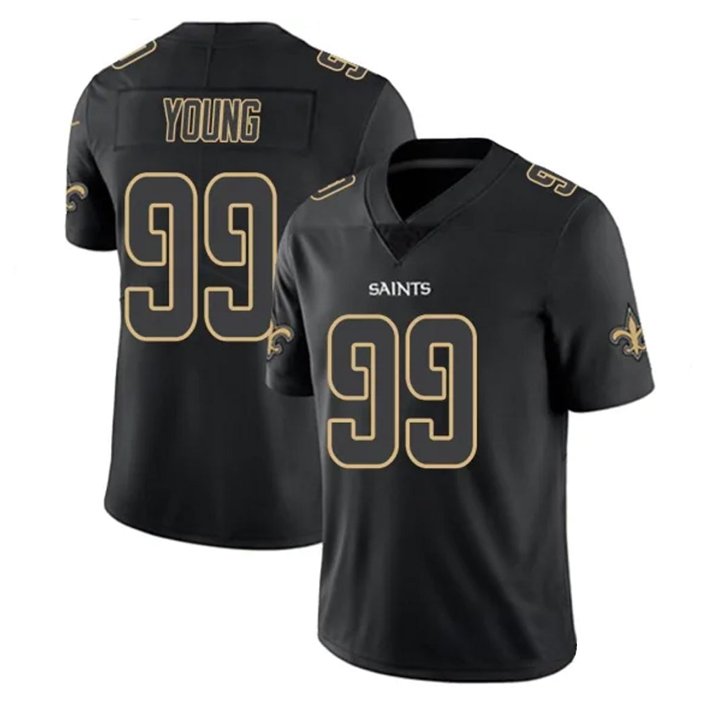 NO.Saints #99 Chase Young Player Black Impact Limited Home Game BALCE Stitched Jerseys