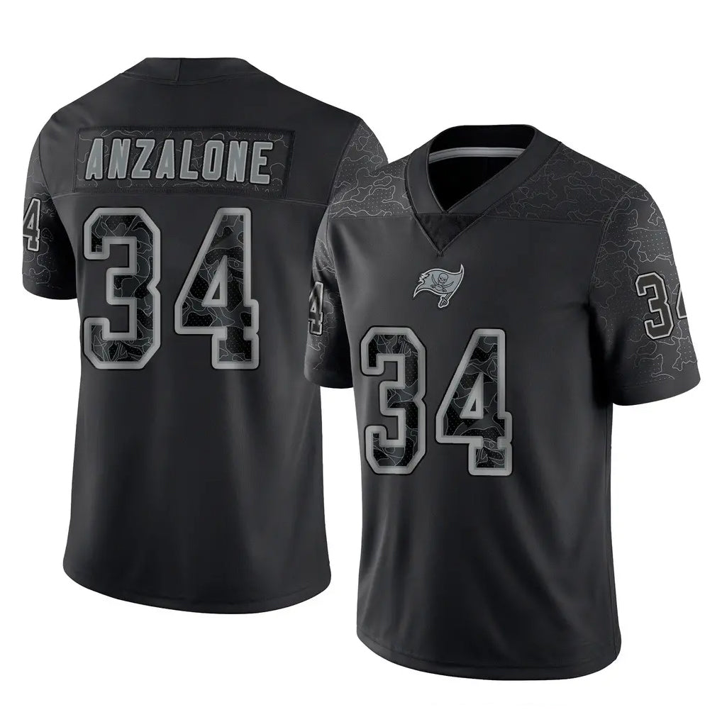 TB.Buccaneers #34 Alex Anzalone Player Black Reflective Limited Home Game BALCE Stitched Jerseys
