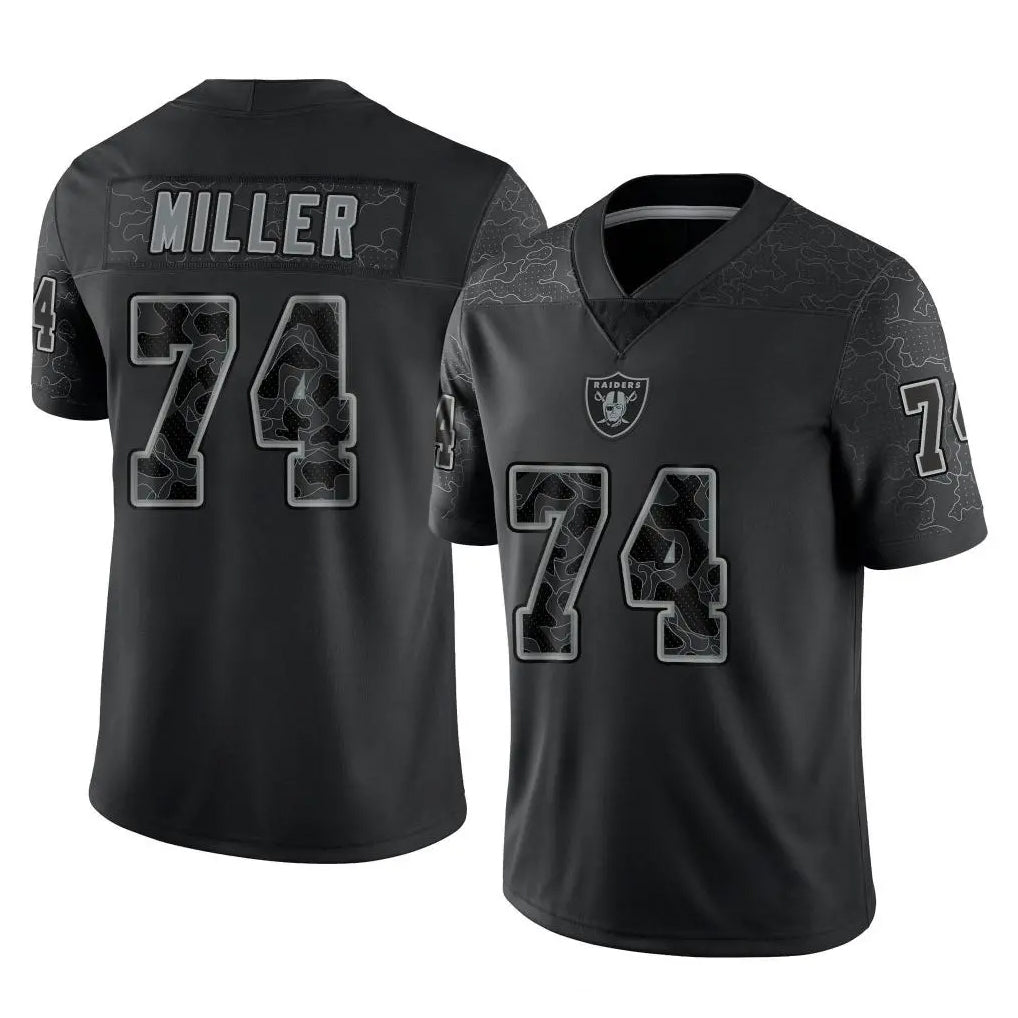 LV.Raiders #74 Kolton Miller Player Black Reflective Limited Game BALCE Stitched Jerseys