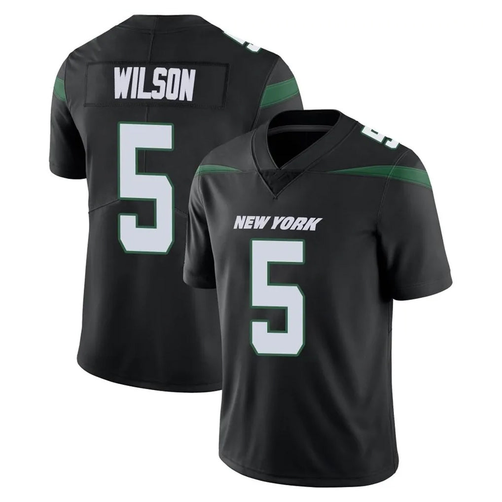 NY.Jets #5 Garrett Wilson Player Stealth Black Limited Vapor Home Game BALCE Stitched Jerseys