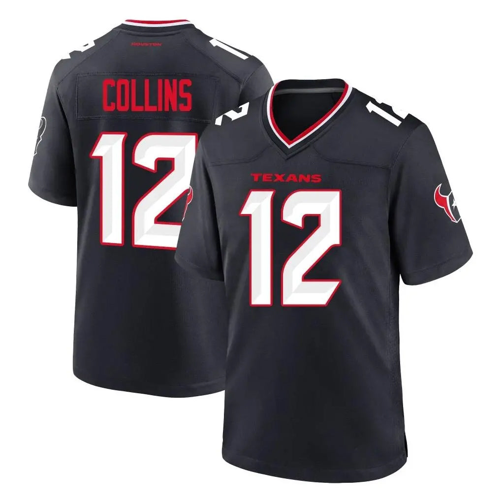 H.Texans #12 Nico Collins Player Navy Team Home Game BALCE Stitched Jerseys