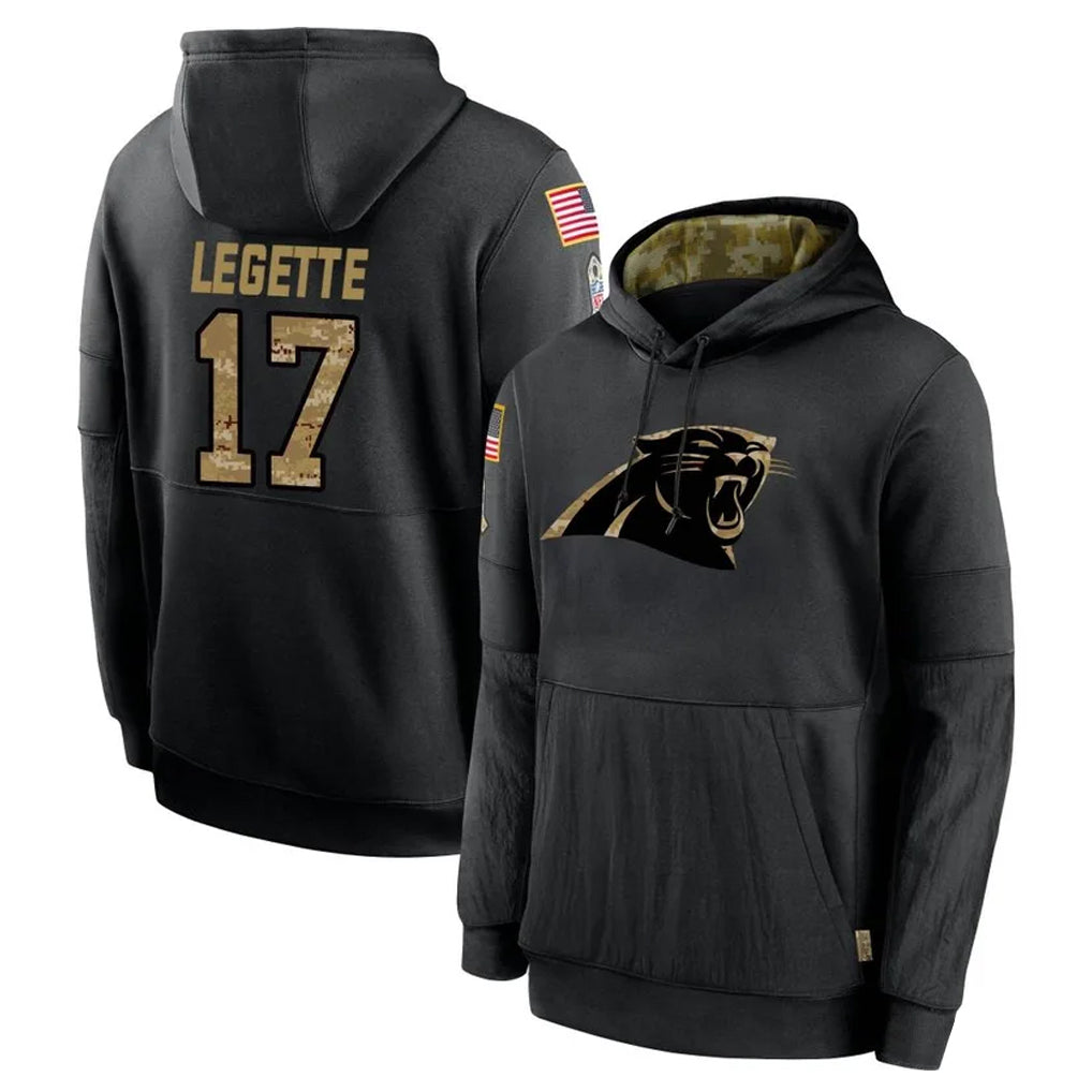 C.Panthers #17 Xavier Legette Player Black Salute to Service Pullover Hoodies Limited Game BALCE Stitched Jerseys