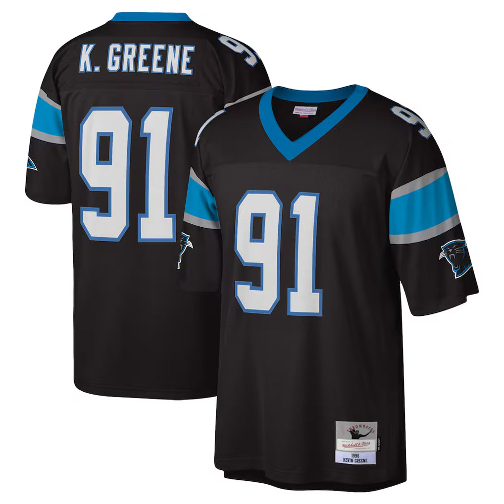 C.Panthers #91 Kevin Greene Player Black Mitchell & Ness Legacy Replica BALCE Stitched Jerseys