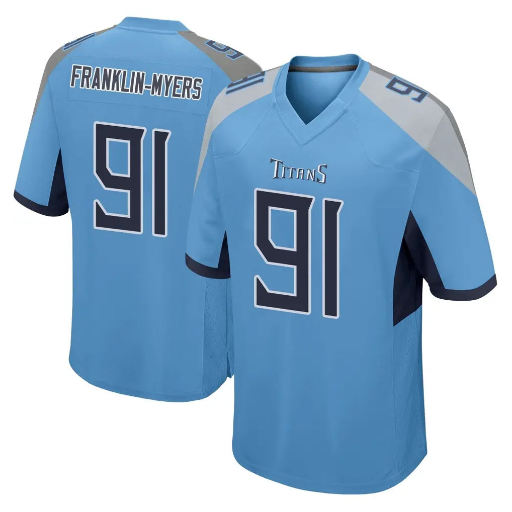 T.Titans #91 John Franklin-Myers Player Light Blue Home Game BALCE Stitched Jerseys