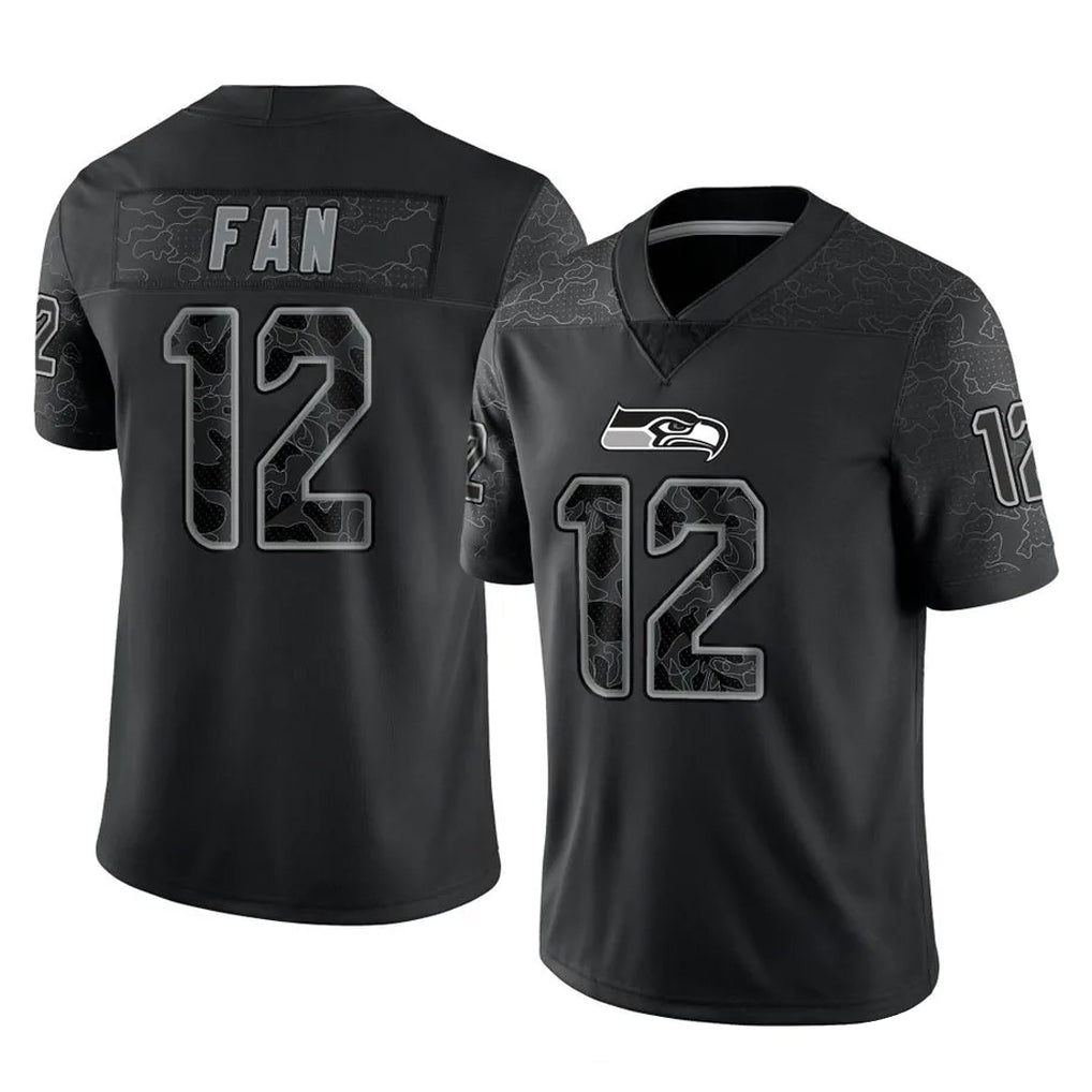 S.Seahawks #12 12th Fan Player Black Limited Reflective Home Game BALCE Stitched Jerseys