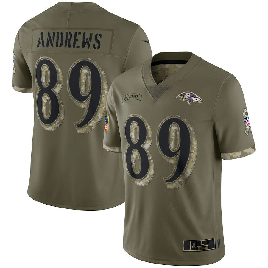 B.Ravens #89 Mark Andrews Player Olive Salute To Service Limited BALCE Stitched Jerseys