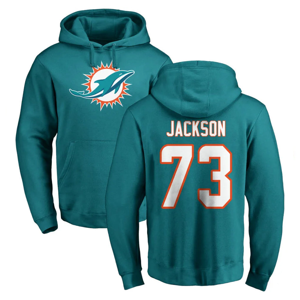M.Dolphins #73 Austin Jackson Player Aqua LOGO Pullover Hoodies Limited BALCE Stitched Jerseys