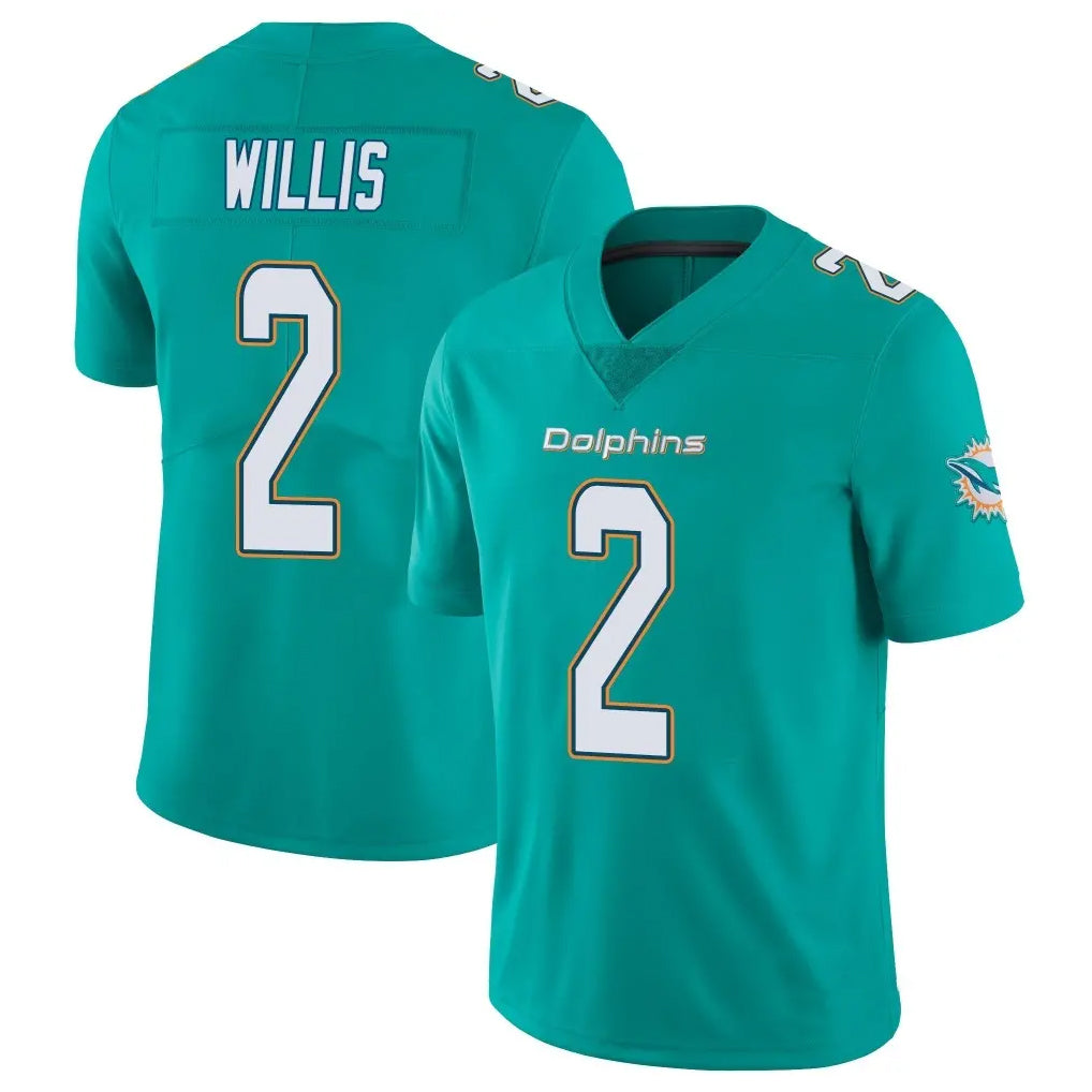 M.Dolphins #2 Malik Willis Player Aqua Limited Vapor Untouchable Home Game BALCE Stitched Jerseys