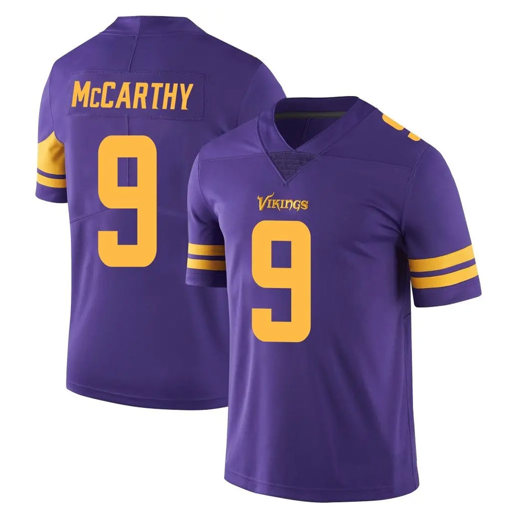 M.Vikings #9 J.J. McCarthy Player Purple Limited Color Rush Home Game BALCE Stitched Jerseys