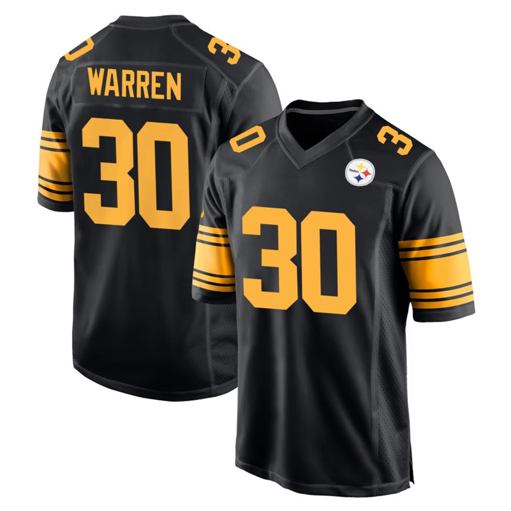 P.Steelers #30 Jaylen Warren Player Black Color Rush Home Game BALCE Stitched Jerseys