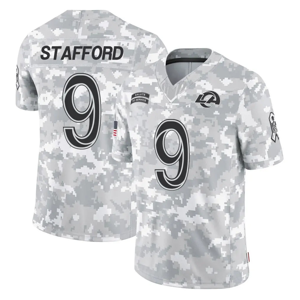 LA.Rams #9 Matthew Stafford Player Arctic Camo Salute To Service Limited Game BALCE Stitched Jerseys