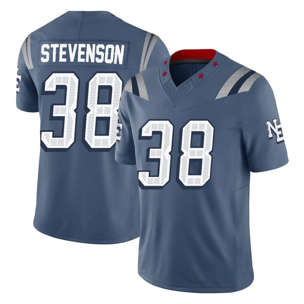 NE.Patriots #38 Rhamondre Stevenson Player Blue Limited Rivalries Collection Home Game BALCE Stitched Jerseys