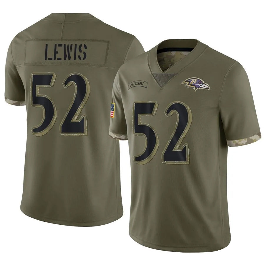 B.Ravens #52 Ray Lewis Player Olive Salute To Service BALCE Stitched Jerseys