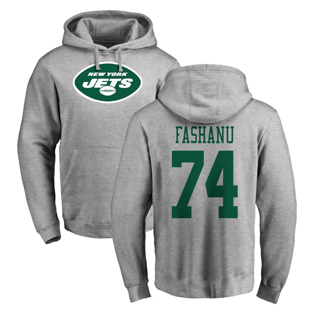 NY.Jets #74 Olu Fashanu Player Gray LOGO Pullover Hoodies Limited Game BALCE Stitched Jerseys