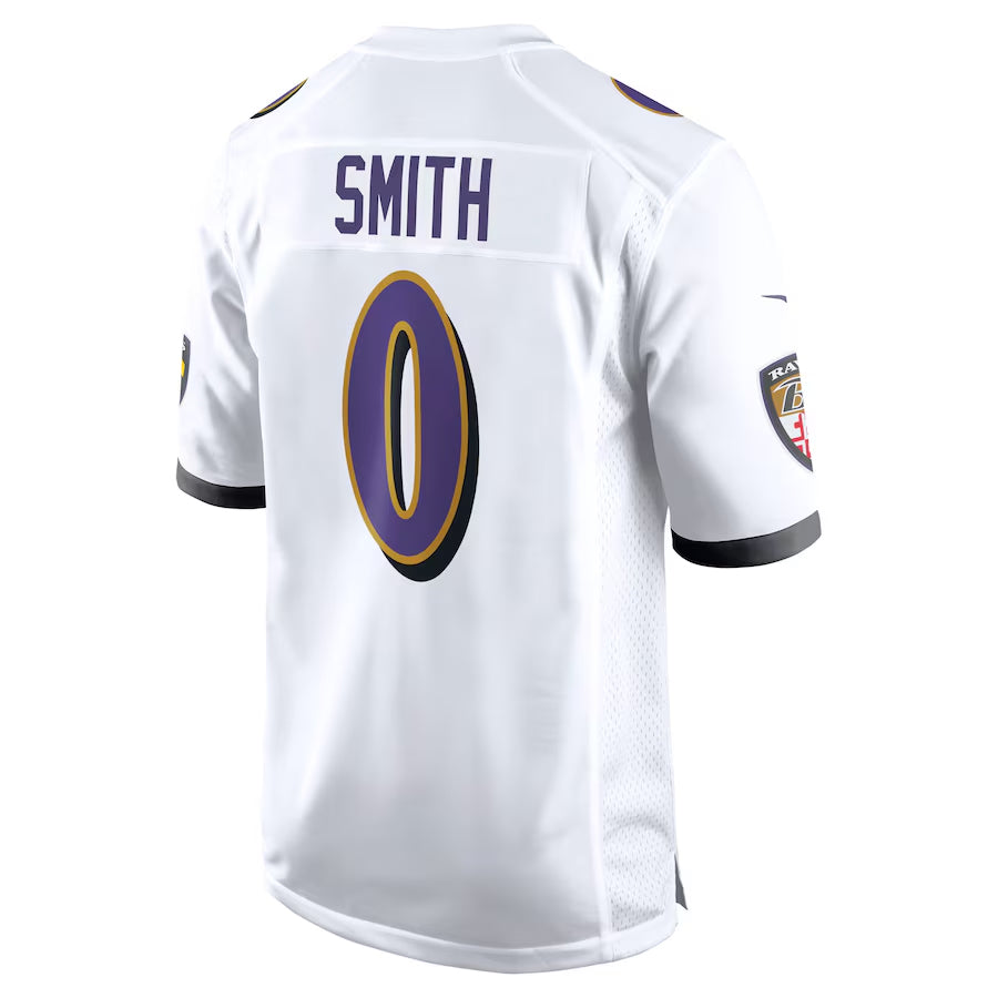 B.Ravens #0 Roquan Smith Player White Alternate Home Game BALCE Stitched Jerseys