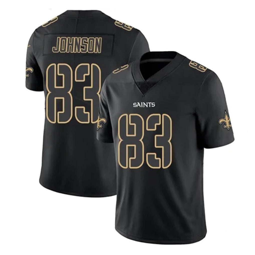 NO.Saints #83 Juwan Johnson Player Black Impact Limited Home Game BALCE Stitched Jerseys