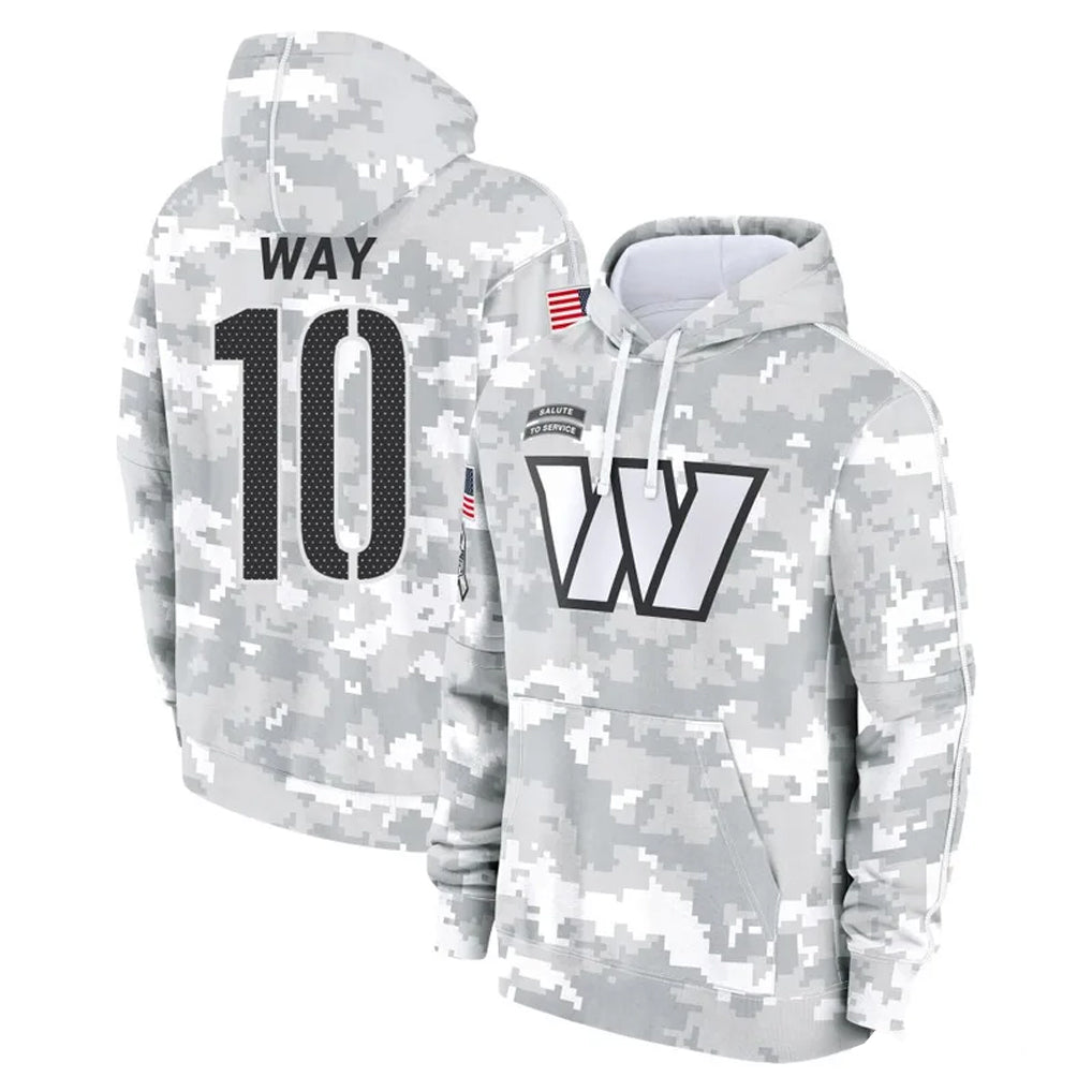 W.Commanders #10 Tress Way Player Arctic Camo Limited Salute to Service Pullover Hoodies Game BALCE Stitched Jerseys