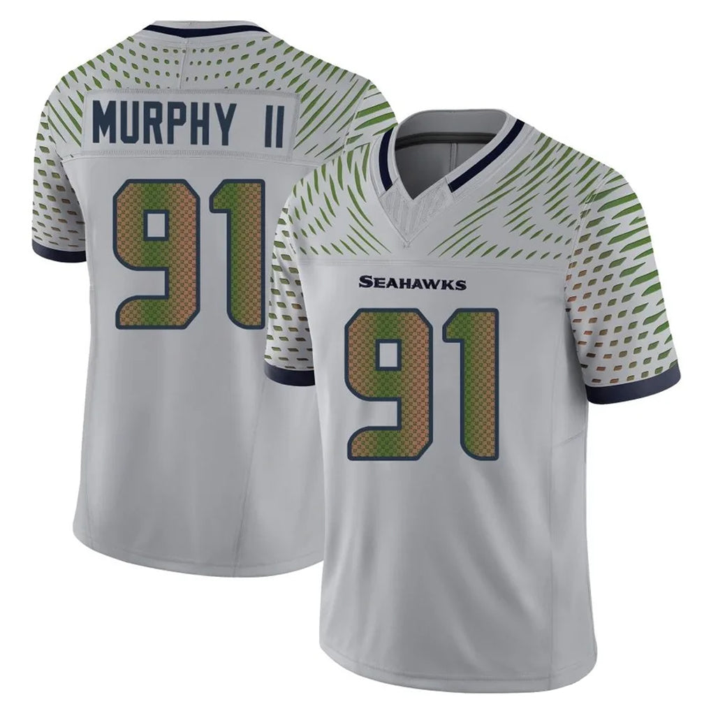 S.Seahawks #91 Byron Murphy II Player Grey Limited 2025 Rivalries Collection Home Game BALCE Stitched Jerseys