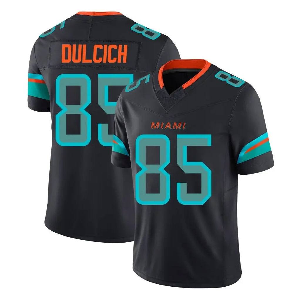 M.Dolphins #85 Greg Dulcich Player Black Limited Pitch Rivalries Collection Home Game BALCE Stitched Jerseys