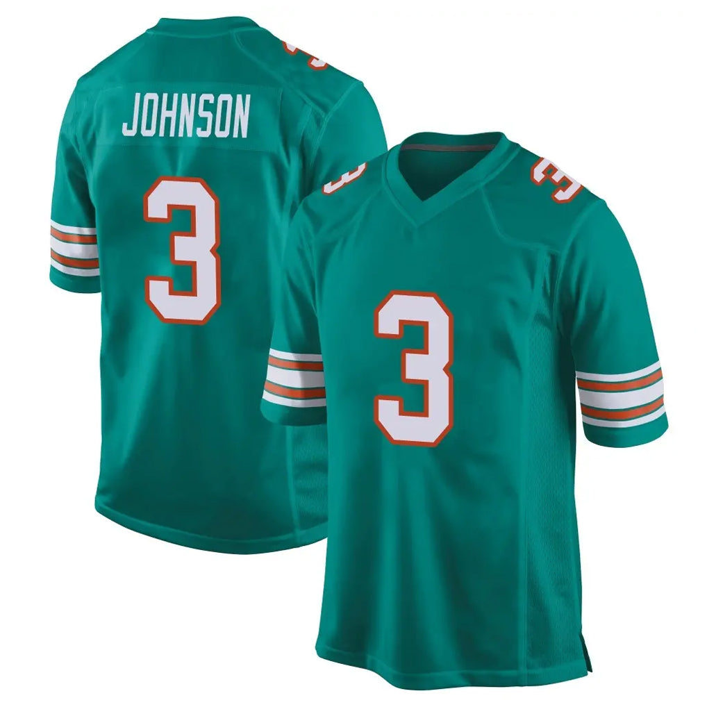 M.Dolphins #3 Chris Johnson Player Aqua Alternate Home Game BALCE Stitched Jerseys