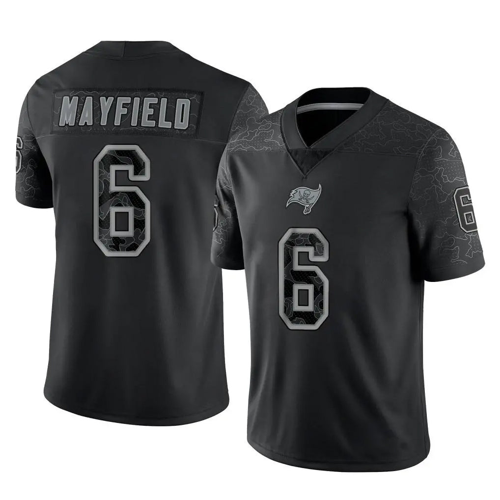 TB.Buccaneers #6 Baker Mayfield Player Black Reflective Limited Home Game BALCE Stitched Jerseys
