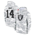 LV.Raiders #14 Matt Gay Player Arctic Camo Salute to Service Hoodies Limited Game BALCE Stitched Jerseys