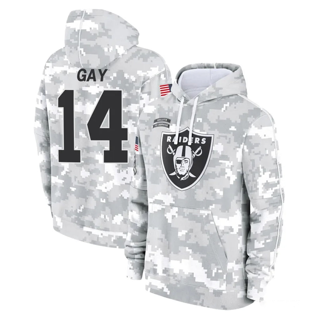 LV.Raiders #14 Matt Gay Player Arctic Camo Salute to Service Hoodies Limited Game BALCE Stitched Jerseys