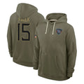 T.Titans #15 Keldric Faulk Player Olive Salute to Service Hoodies Home Game BALCE Stitched Jerseys