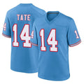 T.Titans #14 Carnell Tate Player Light Blue Oilers Throwback Home Game BALCE Stitched Jerseys