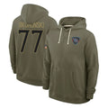 T.Titans #77 Peter Skoronski Player Olive Salute to Service Hoodies Home Game BALCE Stitched Jerseys