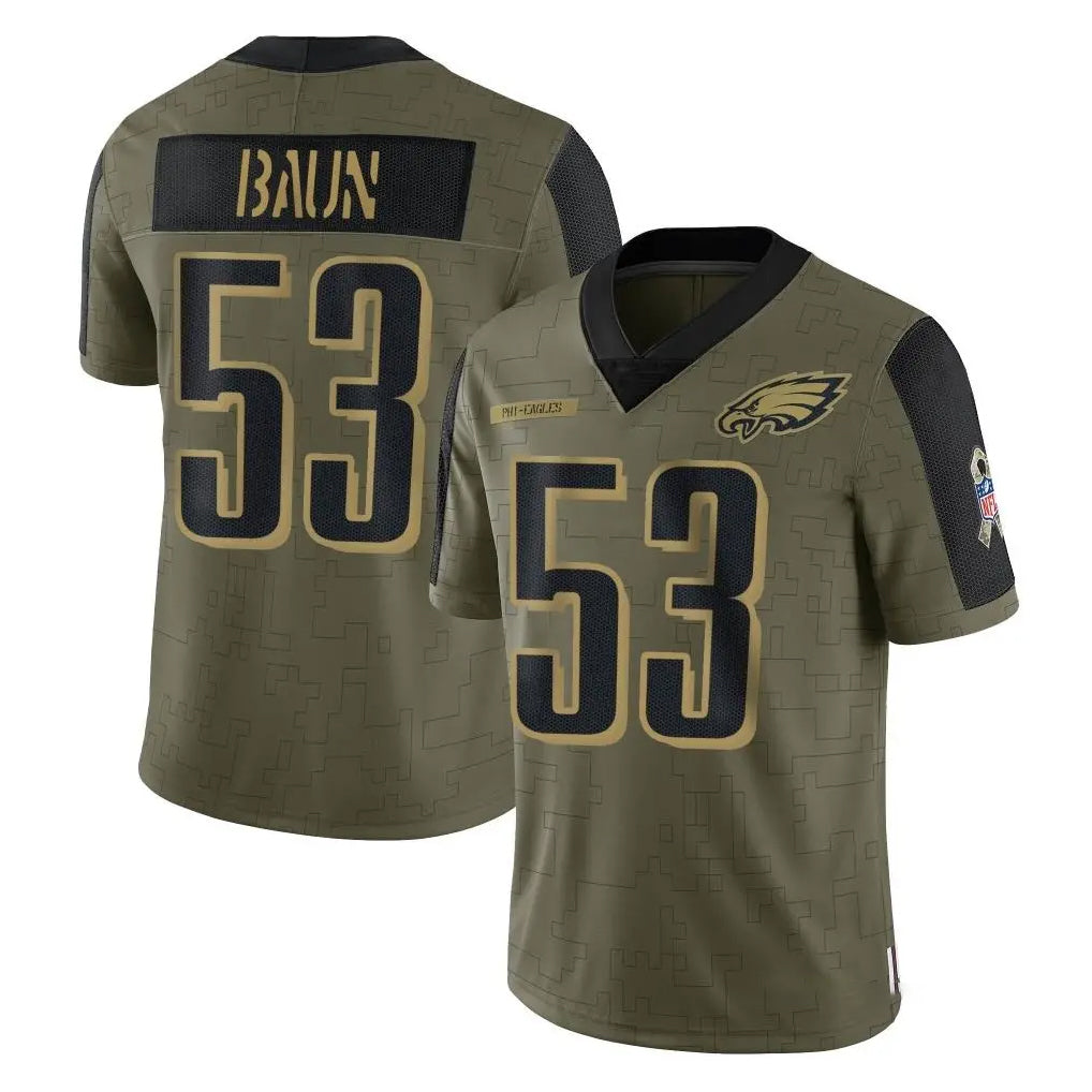 P.Eagles #53 Zack Baun Player Olive Salute To Service Limited Game BALCE Stitched Jerseys