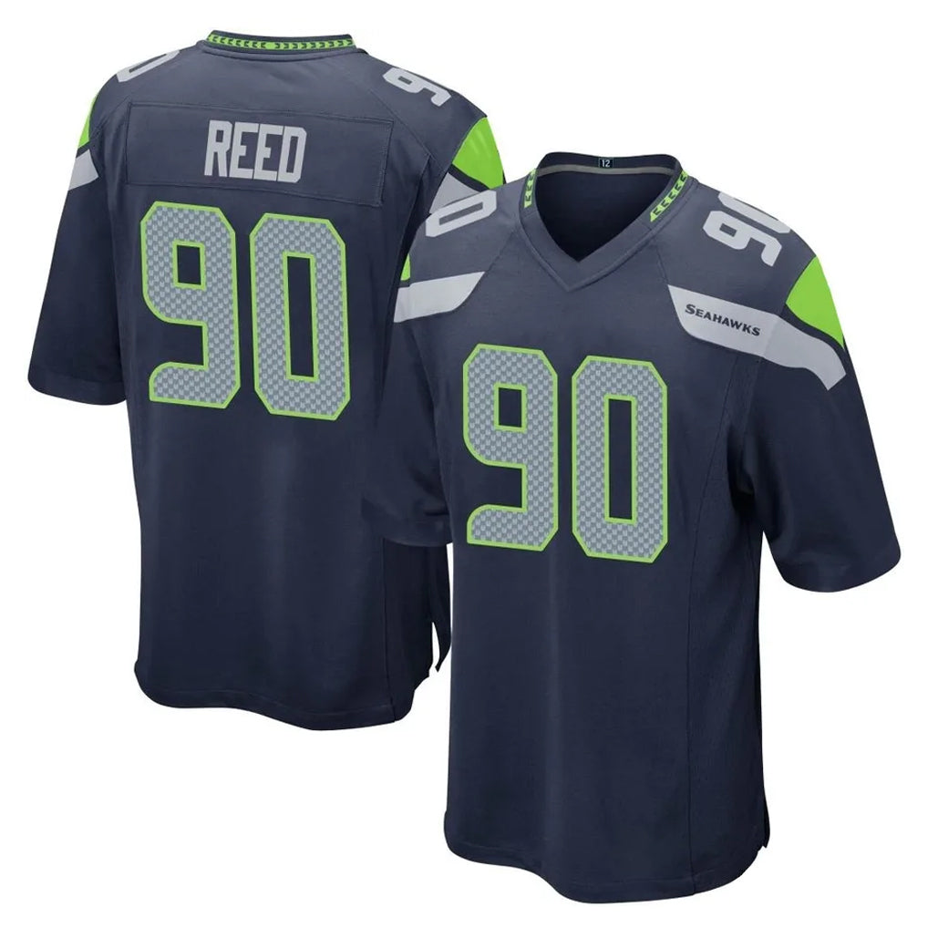 S.Seahawks #90 Jarran Reed Player Navy Home Game BALCE Stitched Jerseys