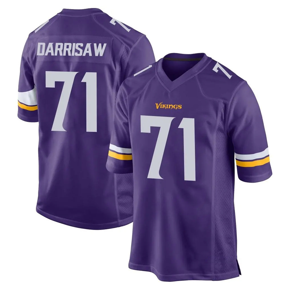 M.Vikings #71 Christian Darrisaw Player Purple Home Game BALCE Stitched Jerseys