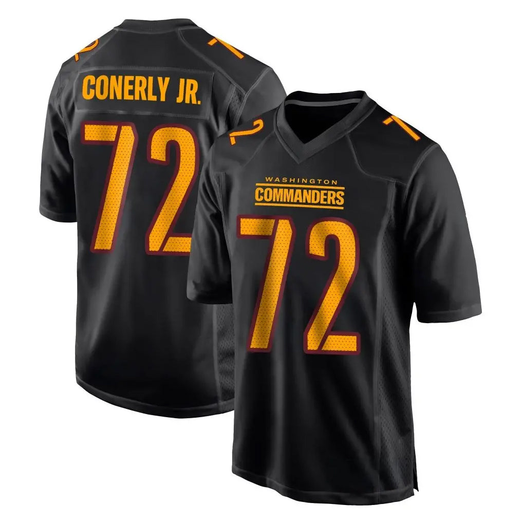 W.Commanders #72 Josh Conerly Jr. Player Black Carbon Fashion Home Game BALCE Stitched Jerseys