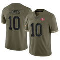 SF.49ers #10 Mac Jones Player Olive Limited Salute To Service Home Game BALCE Stitched Jerseys