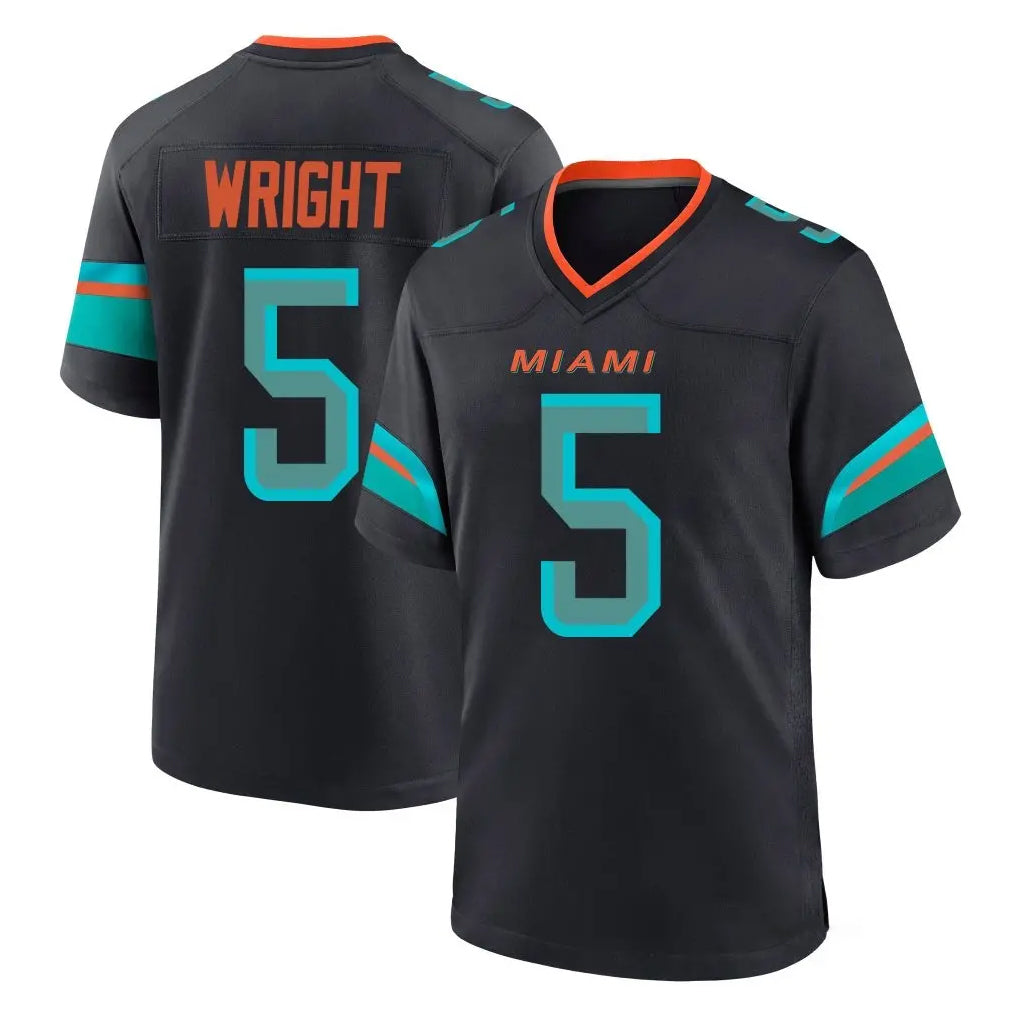 M.Dolphins #5 Jaylen Wright Player Black Pitch Rivalries Collection Home Game BALCE Stitched Jerseys
