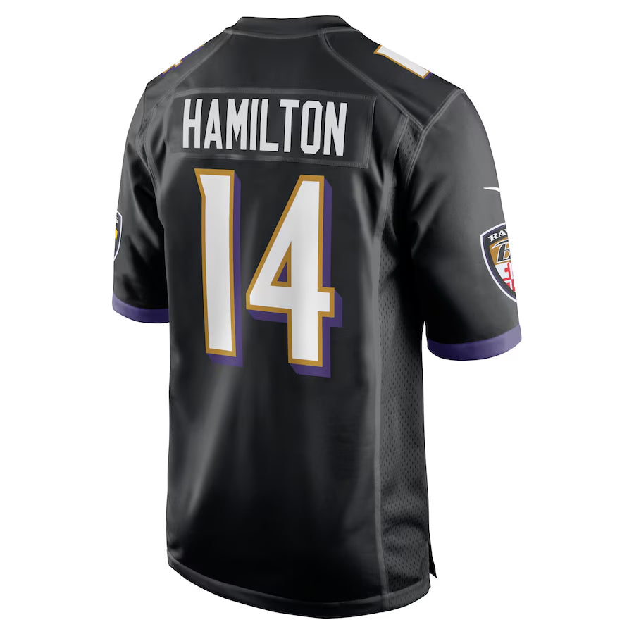B.Ravens #14 Kyle Hamilton Player Black Alternate Home Game BALCE Stitched Jerseys