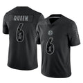 P.Steelers #6 Patrick Queen Player Black Reflective Limited Home Game BALCE Stitched Jerseys