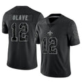 NO.Saints #12 Chris Olave Player Black Limited Reflective Home Game BALCE Stitched Jerseys