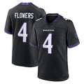 B.Ravens #4 Zay Flowers Player Black Home Game BALCE Stitched Jerseys