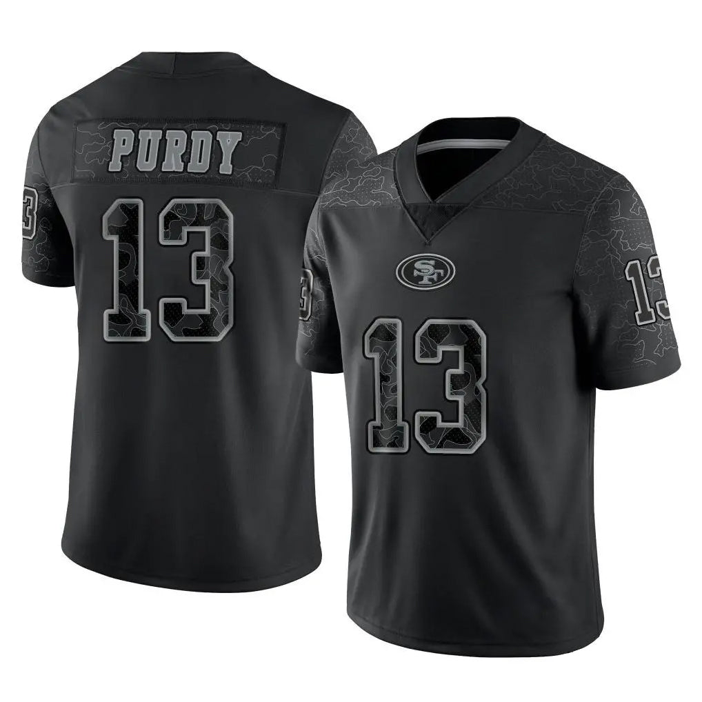 SF.49ers #13 Brock Purdy Player Black Limited Reflective Home Game BALCE Stitched Jerseys