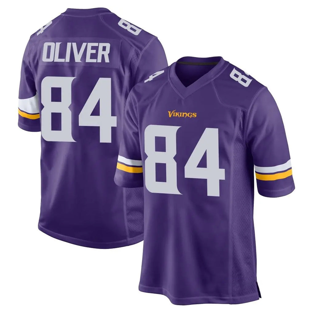 M.Vikings #84 Josh Oliver Player Purple Home Game BALCE Stitched Jerseys