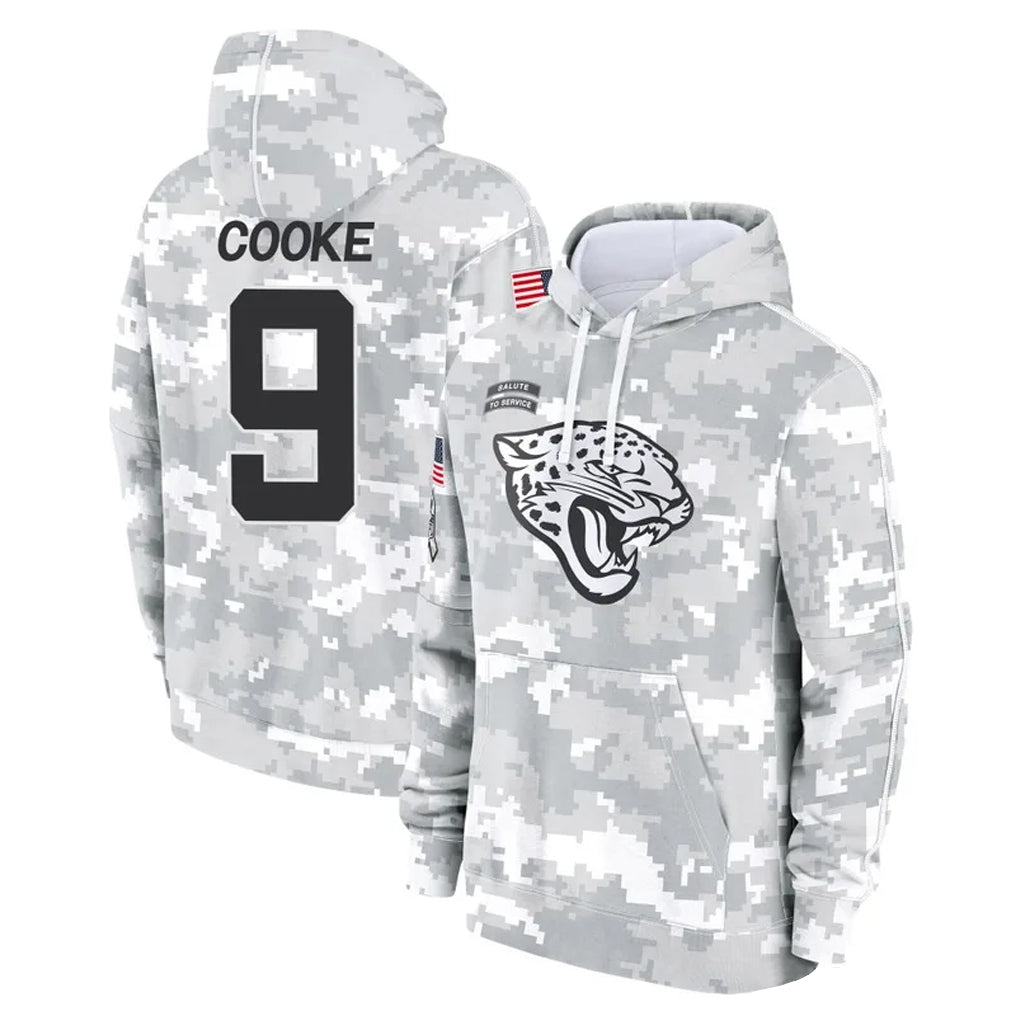 J.Jaguars #9 Logan Cooke Player Arctic Camo Salute to Service Hoodies Limited Game BALCE Stitched Jerseys