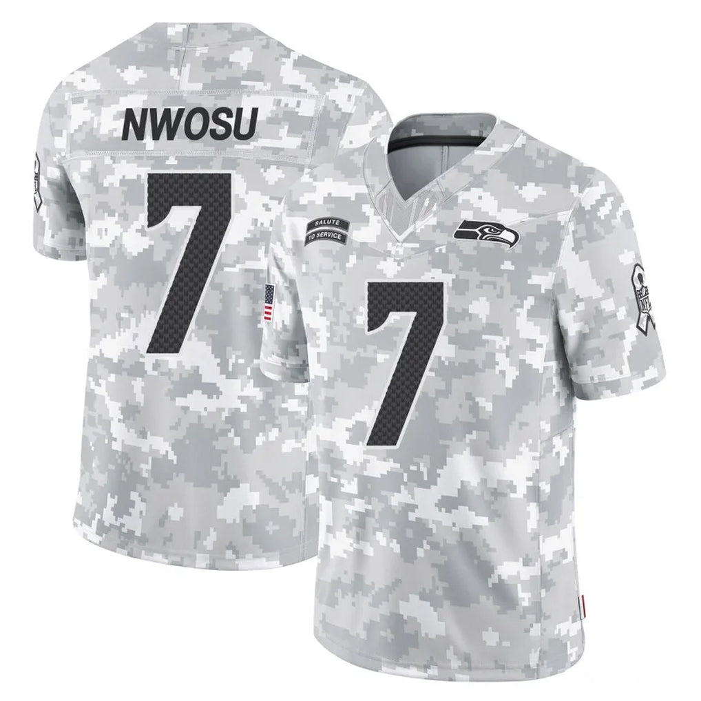 S.Seahawks #7 Uchenna Nwosu Player Arctic Camo Limited Salute To Service Home Game BALCE Stitched Jerseys