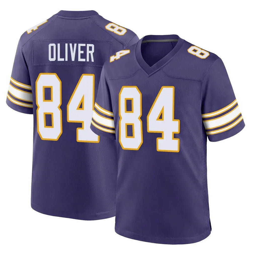 M.Vikings #84 Josh Oliver Player Purple Classic Home Game BALCE Stitched Jerseys