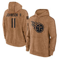 T.Titans #11 Jermaine Johnson II Player Brown Salute To Service Club Pullover Hoodies Home Game BALCE Stitched Jerseys