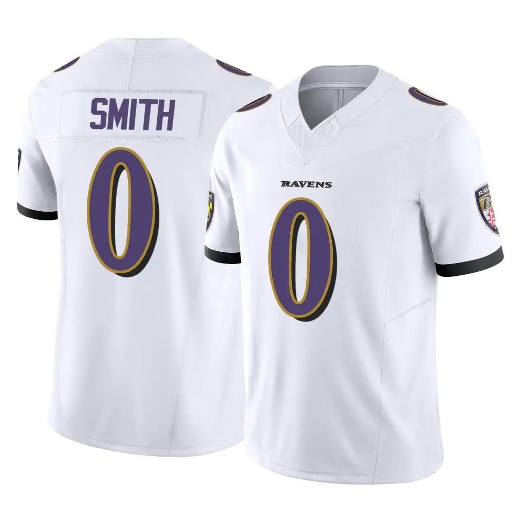 B.Ravens #0 Roquan Smith Player White Vapor F.U.S.E. Limited Home Game BALCE Stitched Jerseys