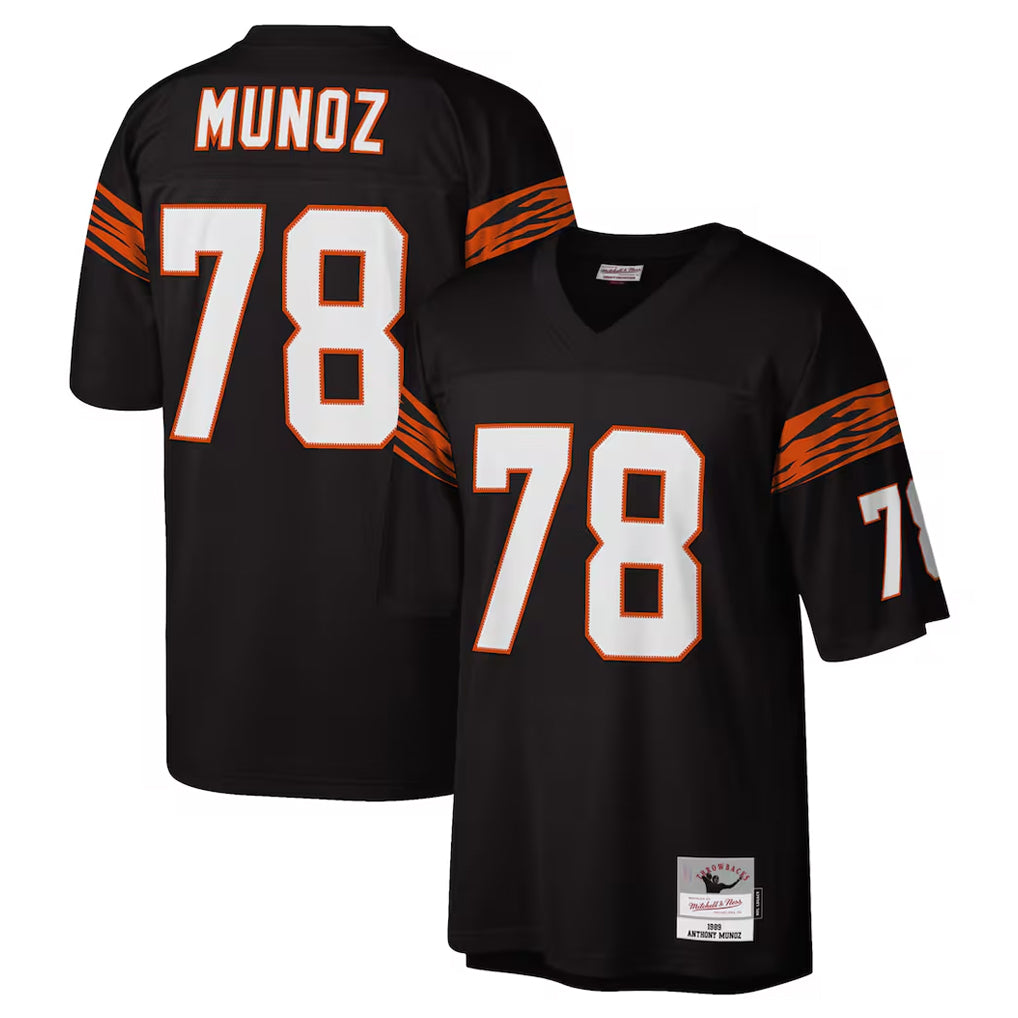 C.Bengals #78 Anthony Munoz Player Black Mitchell & Ness Legacy Replica BALCE Stitched Jerseys