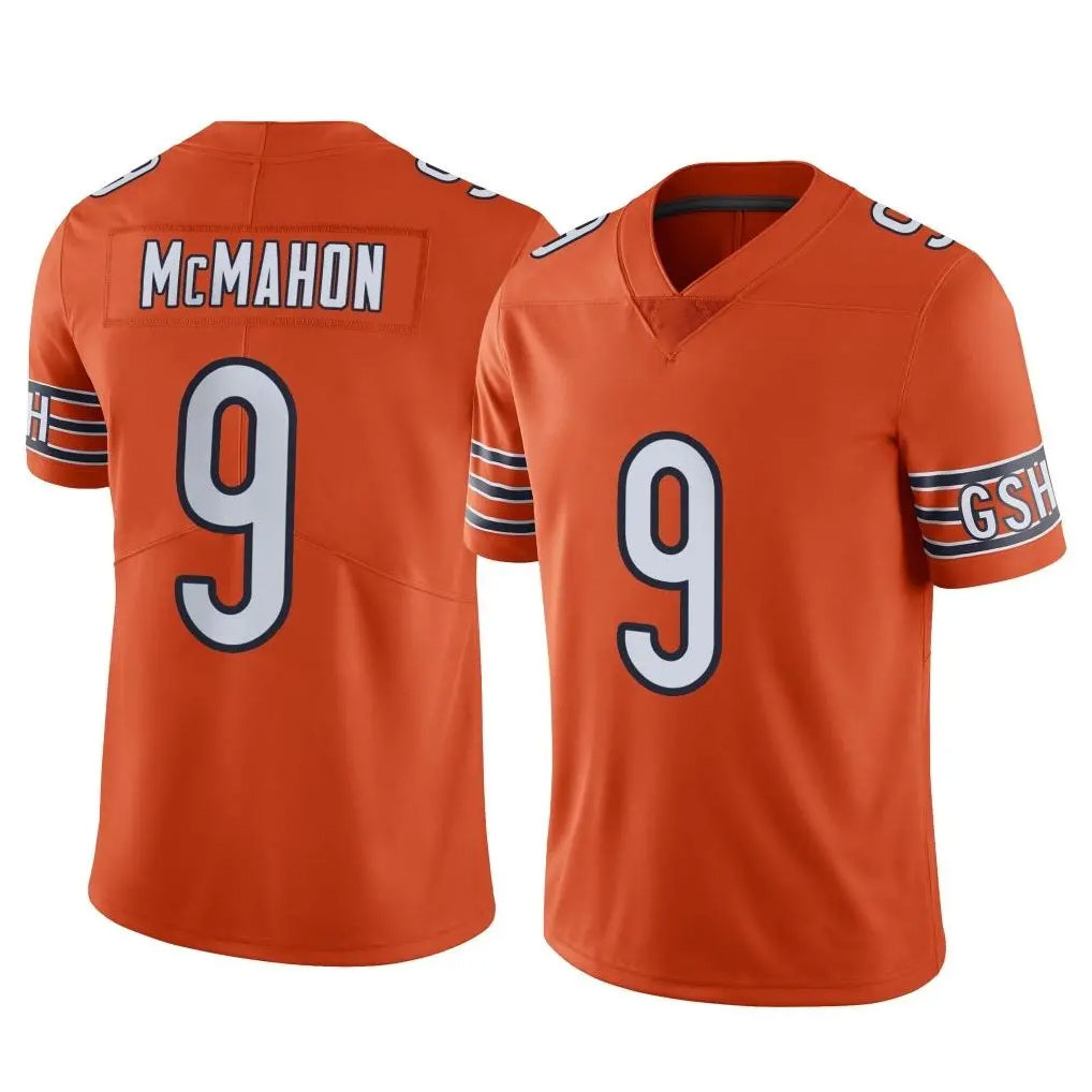 C.Bears #9 Jim McMahon Player Orange Alternate Vapor Limited Home Game BALCE Stitched Jerseys